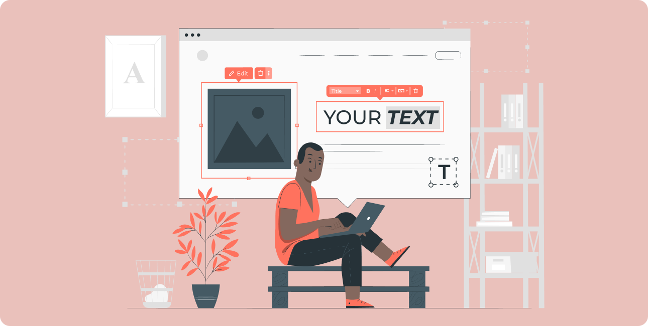 Content Creator gestaltet eine Webseite im Texteditor.