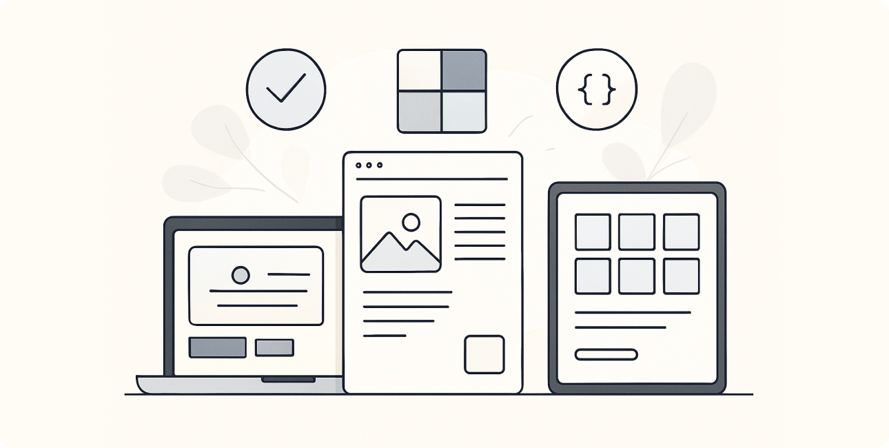 Minimalistisches UX-Design mit Wireframes und klaren Linien, Ordnung und Struktur im digitalen Raum.