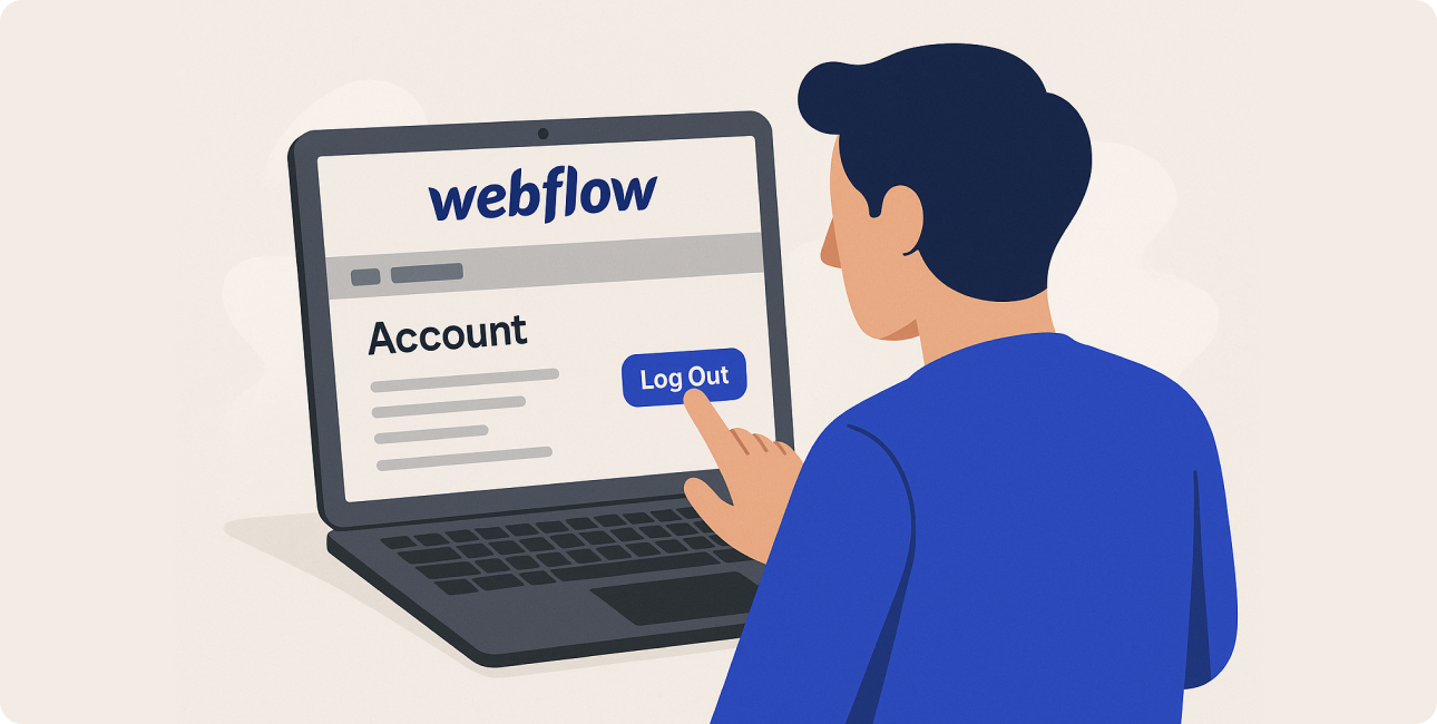 Benutzer verwaltet eine Website über sein Webflow Account und pflegt Inhalte per Submission-Formular.