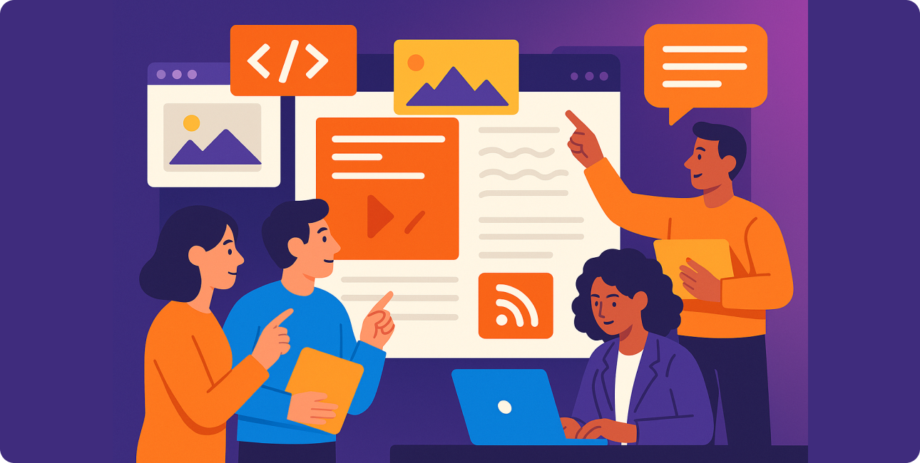 Web Designer erstellt Blogsystem mit Templates und Themes, das Bloggern hilft, Neuigkeiten und Beiträge im Internet zu präsentieren.