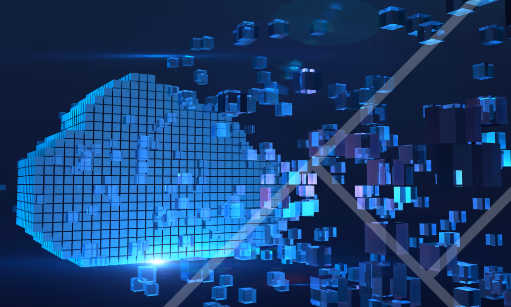 Image of cloud made up of many tiny squares - First Technology Cyber Security Solutions