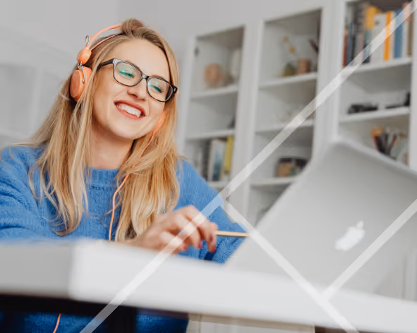 Woman working on a laptop