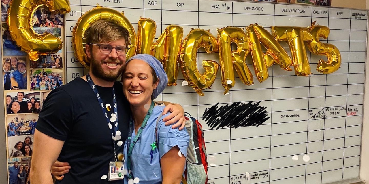 Dr. Pam Peters and now husband, Dr. Jacob Young, as residents