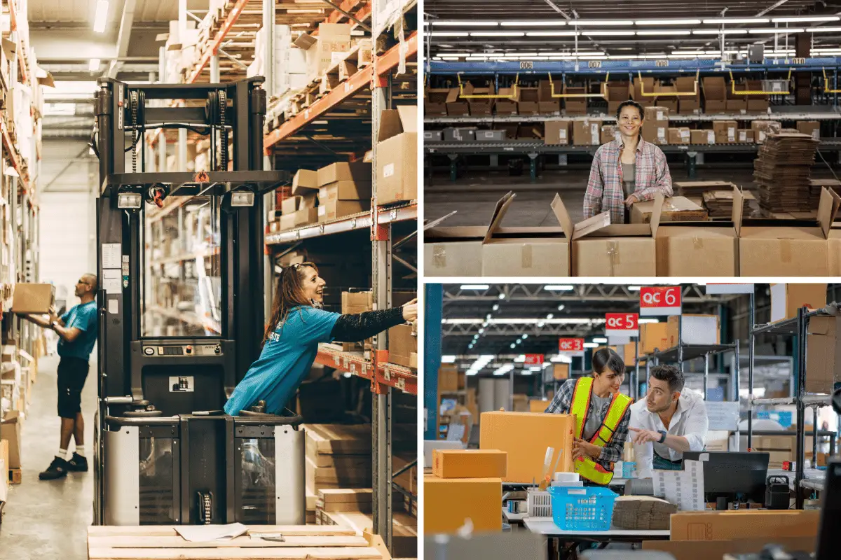 Pick and pack process in a professional warehouse.
