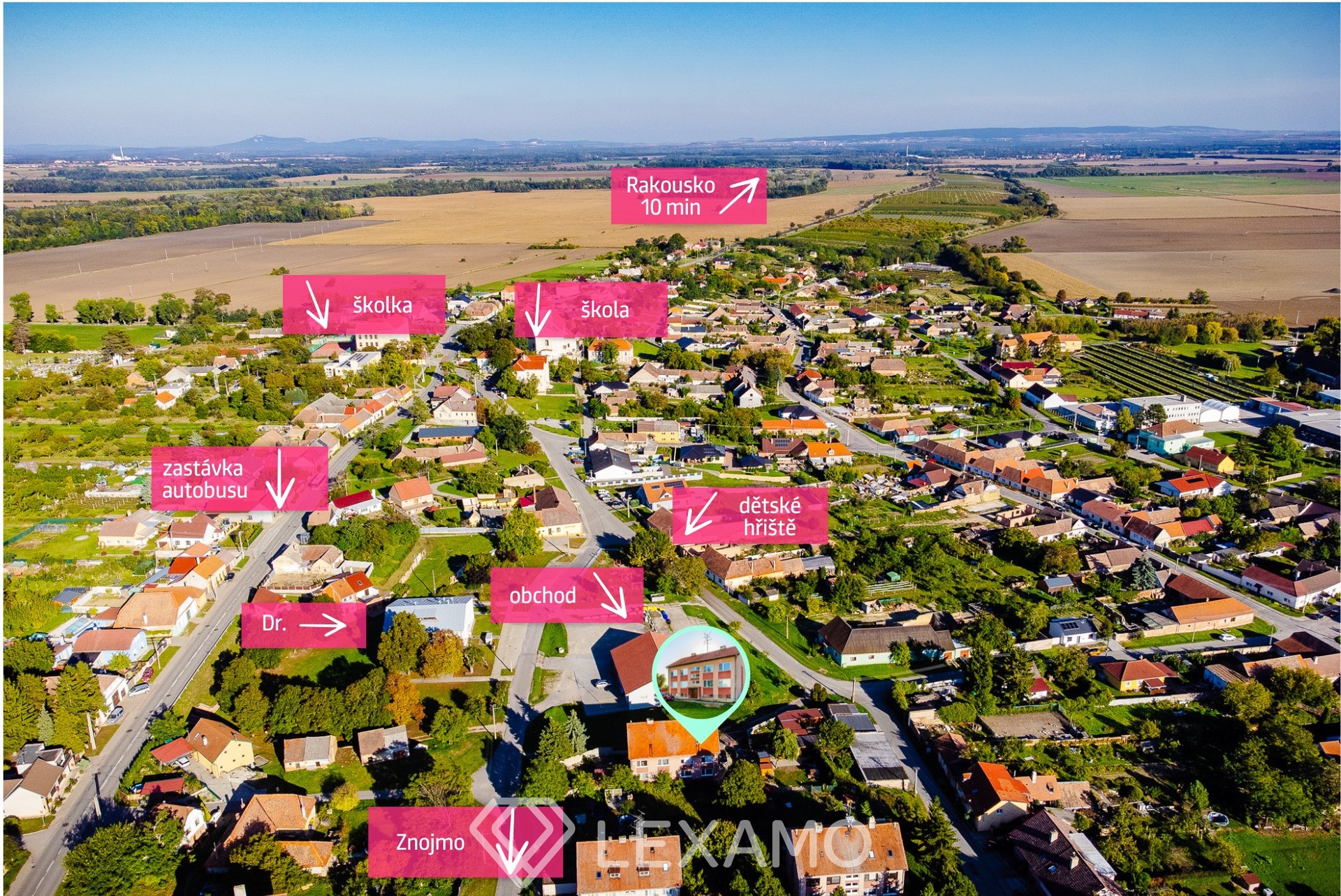 Mapka vybavenosti Dyjákovice