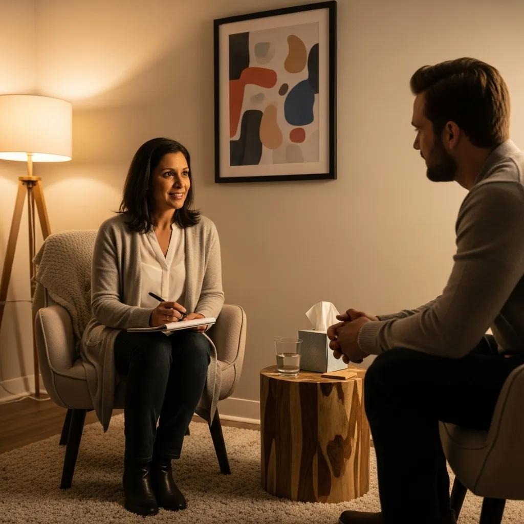 Therapist and client working on CBT‑I strategies for sleep and mood