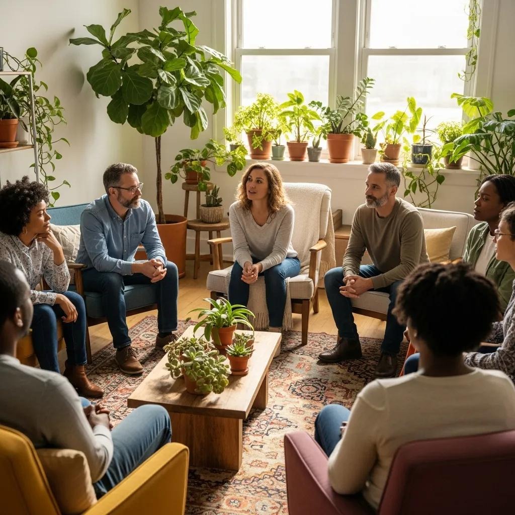 Supportive group session — practical coping strategies for grief and depression