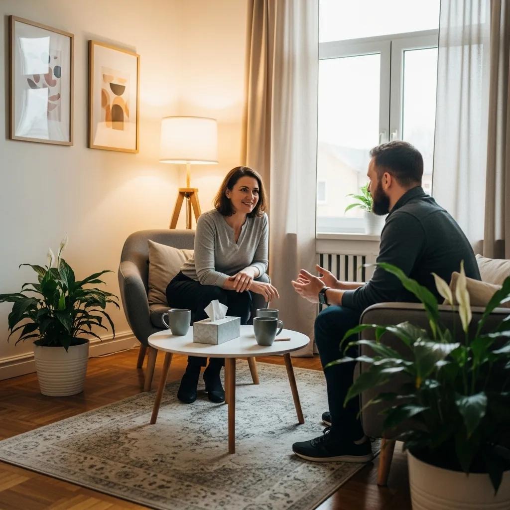 Comfortable therapy room, representing evidence-based psychotherapy for bipolar disorder
