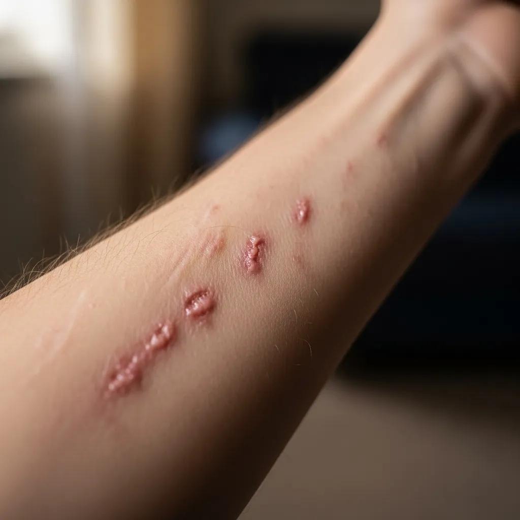 Close-up of an arm with subtle marks—signs that may suggest self‑harm; awareness and empathy are important