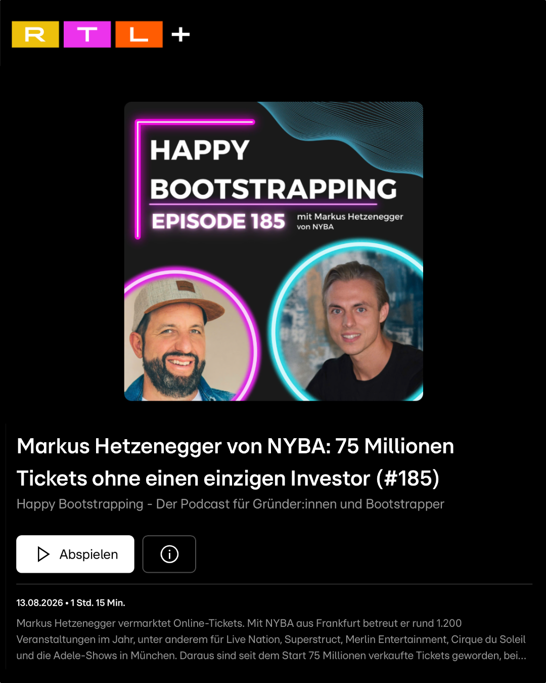 Markus Hetzenegger in the RTL+ podcast interview