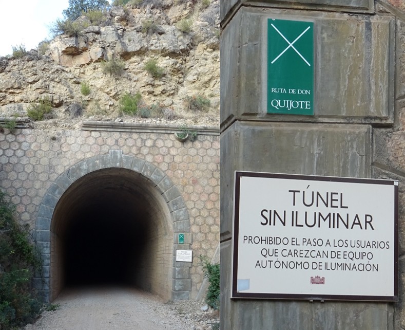 Figura 7: Túnel de la Vía Verde Sierra de Alcaraz y señalización de protección de murciélagos