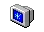 Blue computer screen with a white 'X' indicating shutdown or close.