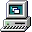 Blue folder icon with a green upward arrow and a small computer tower at the bottom left.