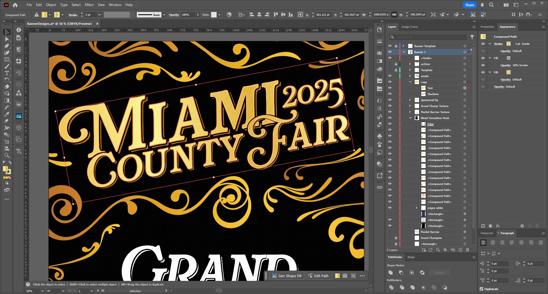 Screenshot of Illustrator, demonstrating the power of the Appearance Panel.