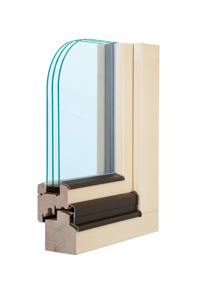 Průřez dřevěným oknem Thermo Gold 78