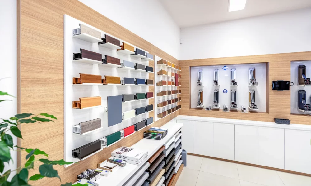 Vzorník barev v showroomu 