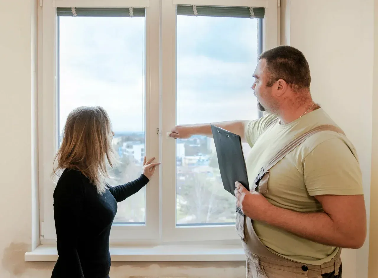 Montér předává ženě okna v paneláku po výměně