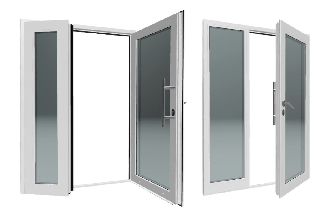 Dvoukřídlé dveře a jednokřídlé dveře se světlíkem 150x200 m