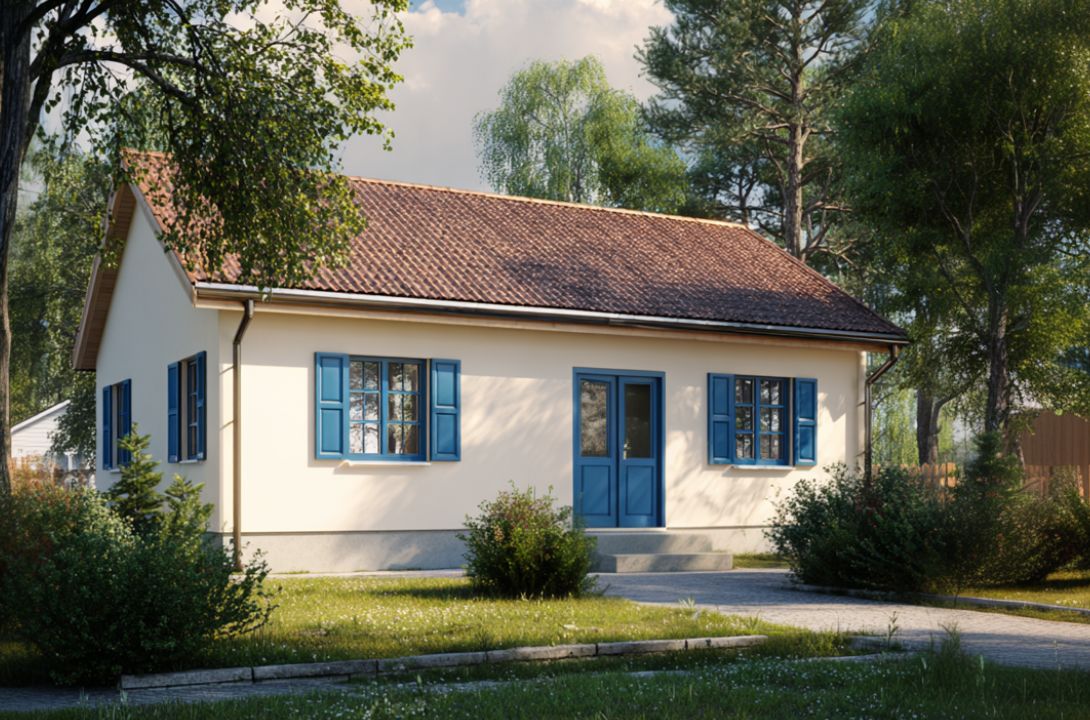 Modrá plastová okna s dekorativní příčkou