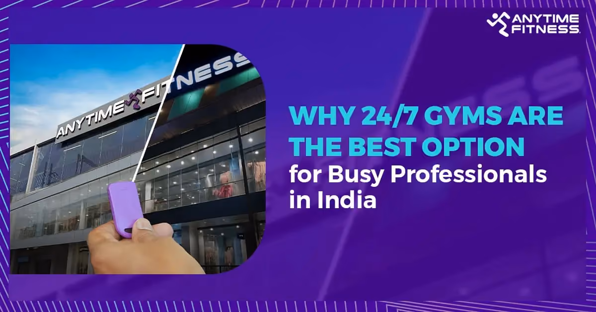 Anytime Fitness gym exterior with key fob access and text ‘Why 24/7 Gyms are the Best Option for Busy Professionals in India’