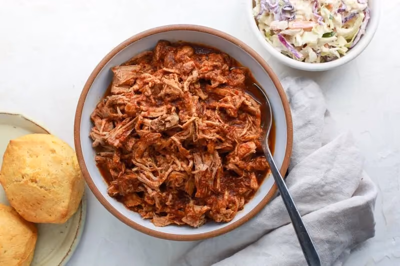 A high-fiber, high-protein meal: slow-cooker raspberry chipotle pork tenderloin.
