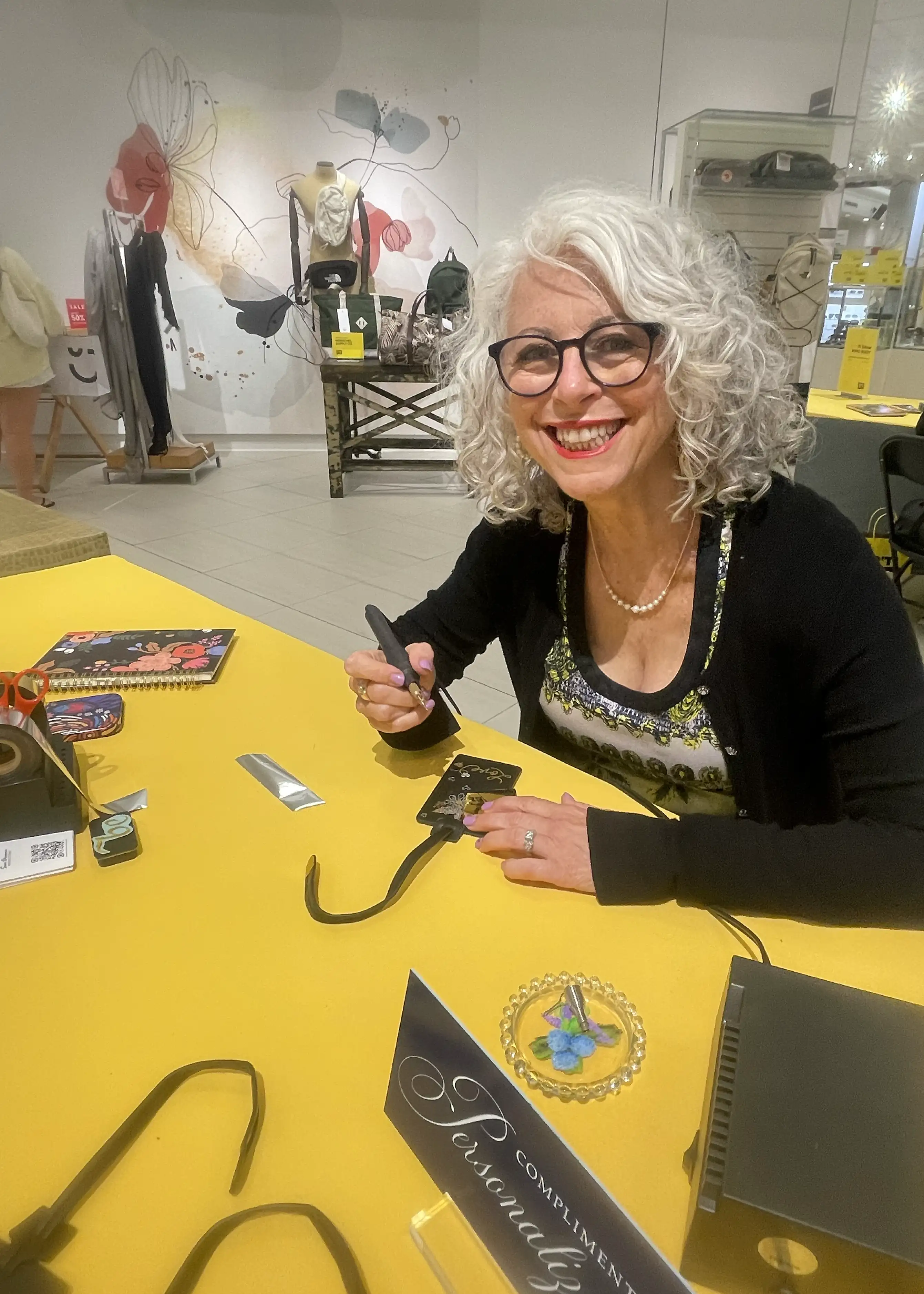 Hot foil on luggage tags at Nordstrom West Farms CT