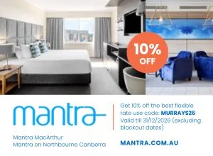 An image of the loyalty members discount promoted by murrays for Mantra Hotels