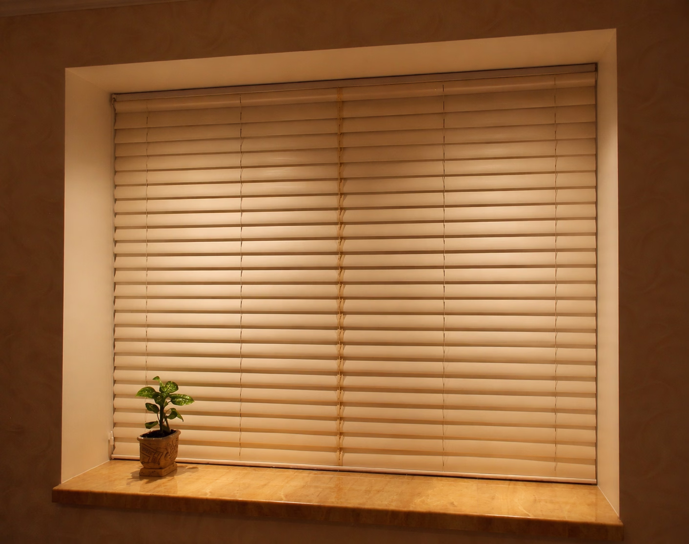 Night blinds covering windows in a contemporary Indian home interior 