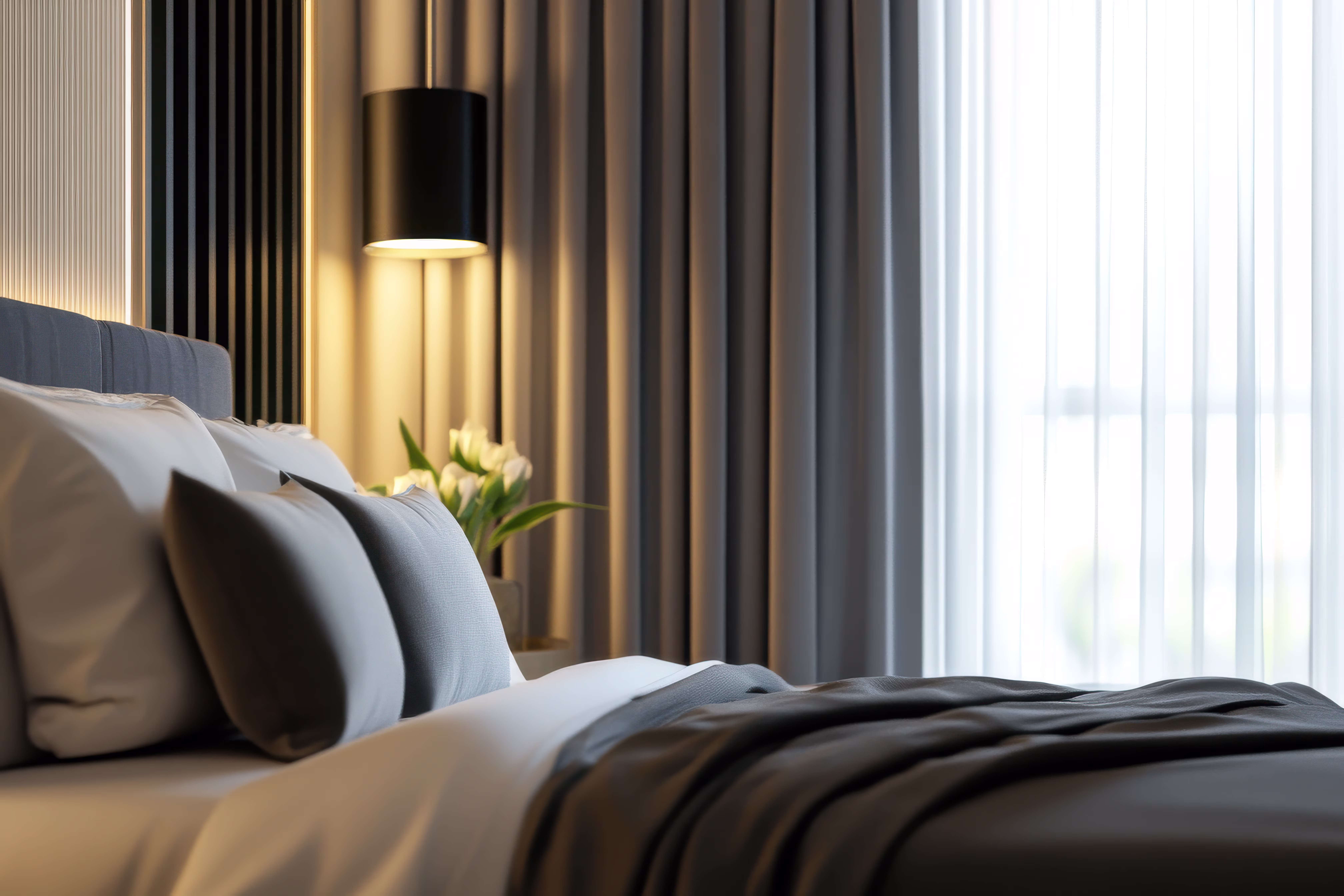 Blackout curtains for windows designed to enhance sleep quality and maintain room darkness 