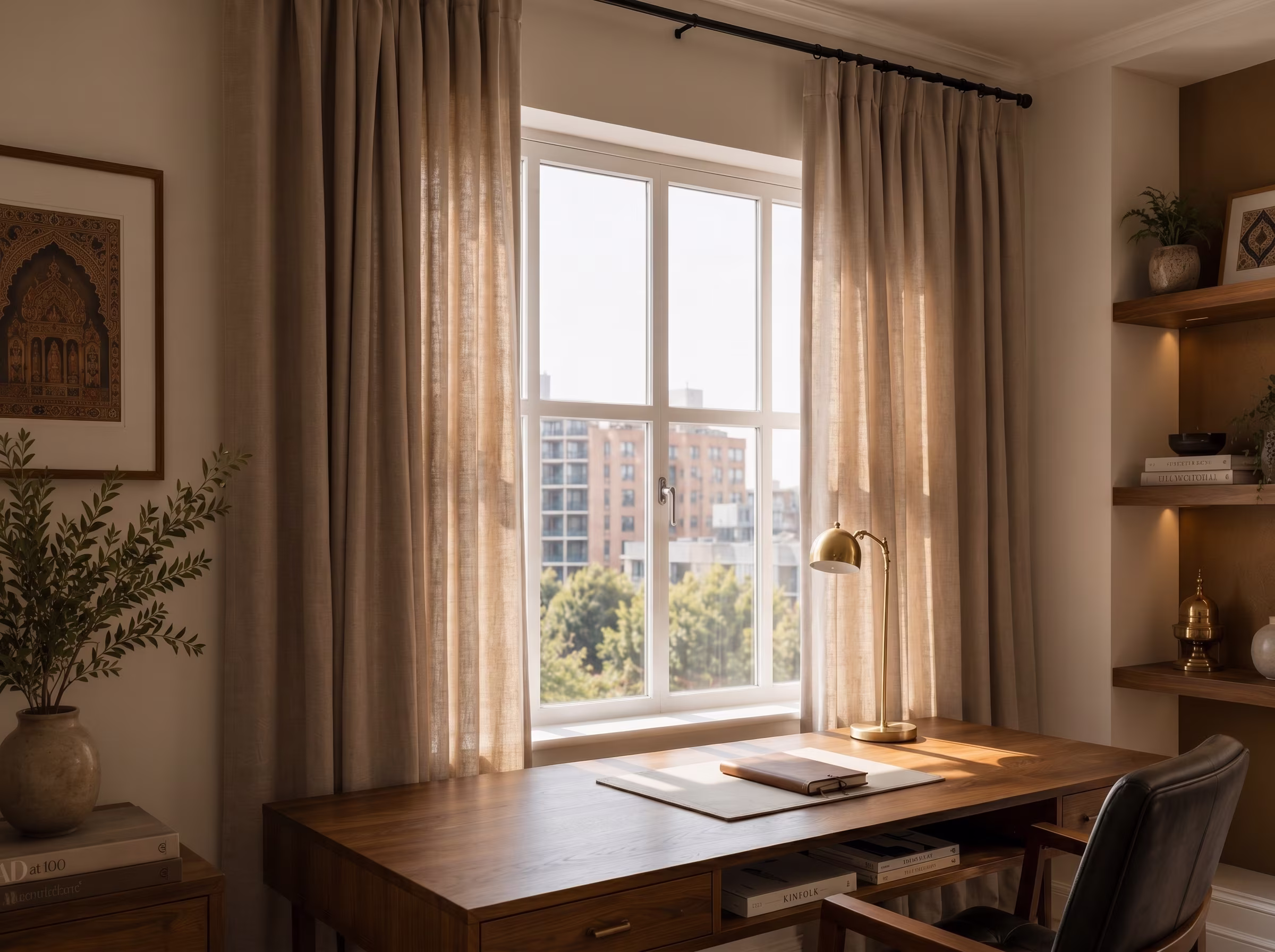 Study room styled with home curtains