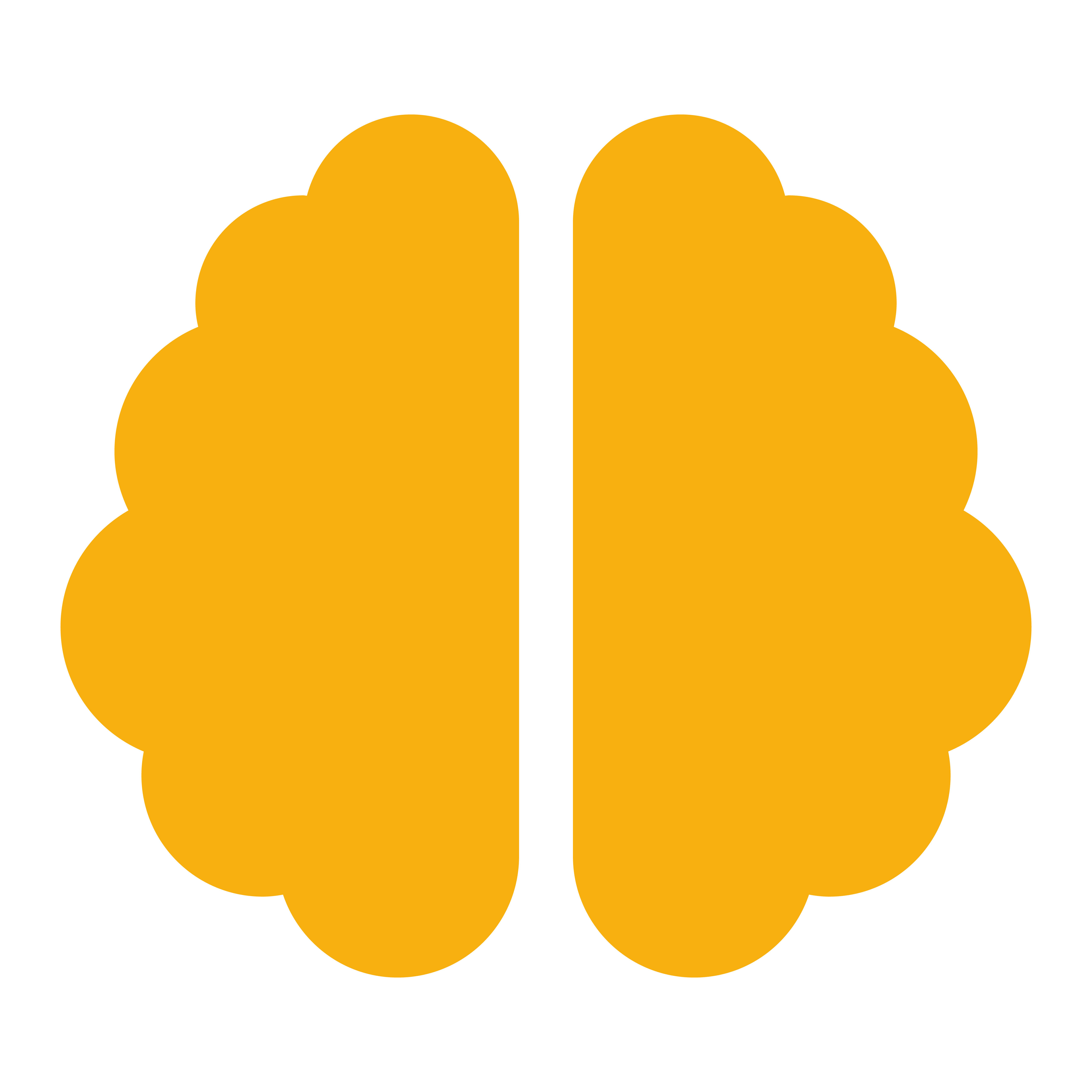 Simplifiziertes, stilisiertes Gehirn-Icon in Orange.