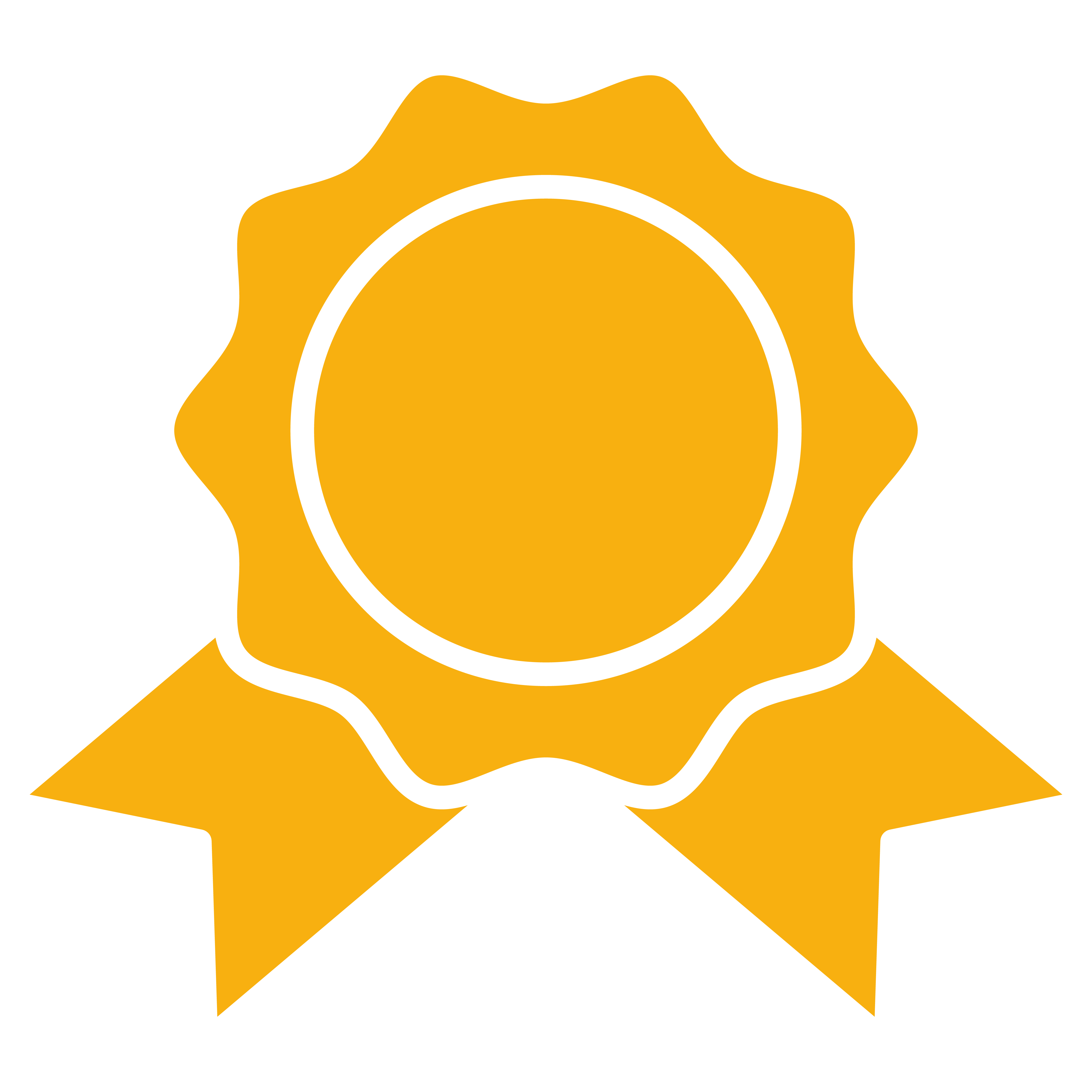 Goldfarbenes Abzeichen mit zwei Bändern, symbolisiert Garantie oder Auszeichnung.