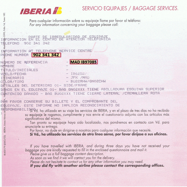 maleta extraviada iberia