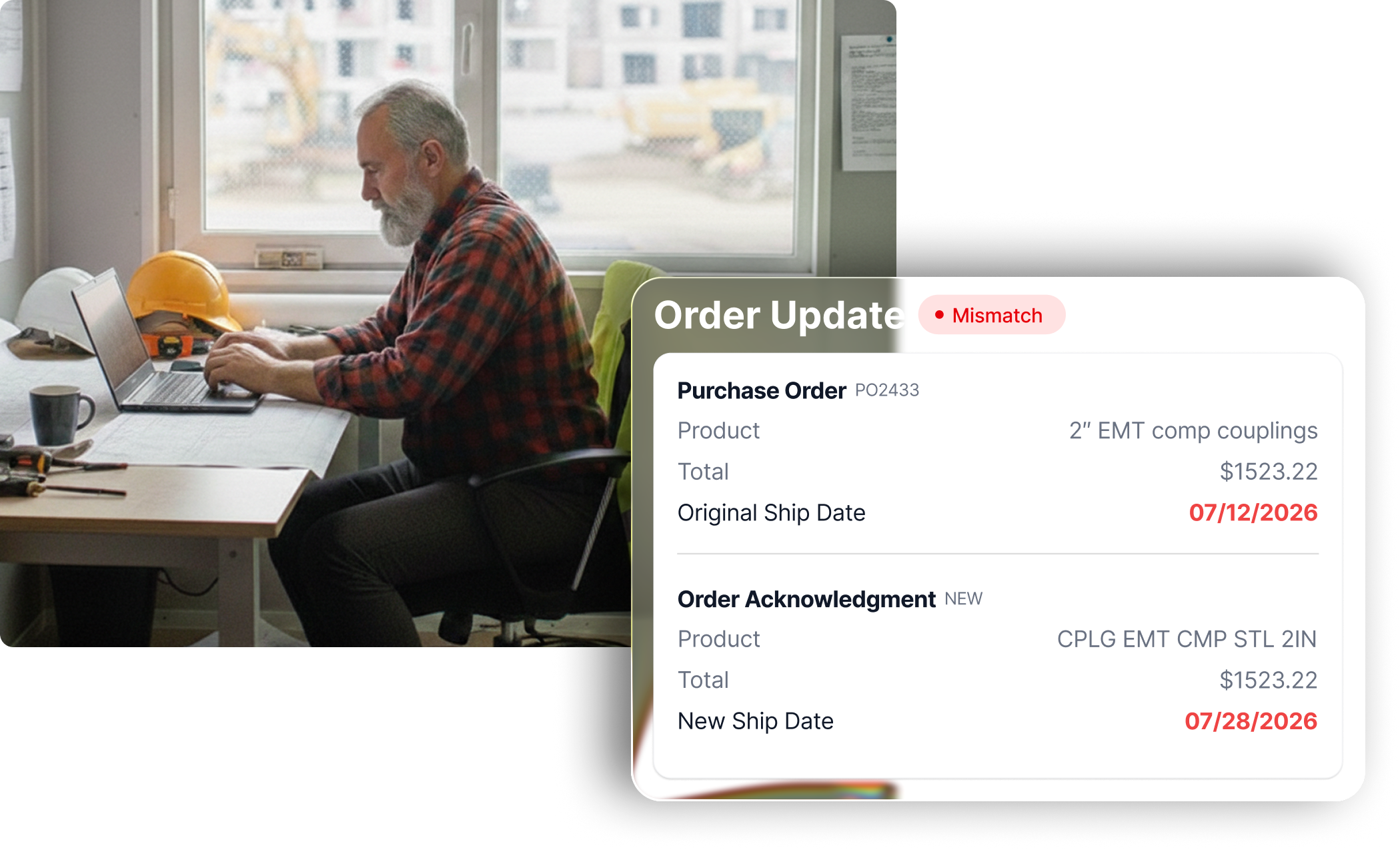 Man receiving text message that says "Got everything right on time! Thanks for the super fast turnaround!"