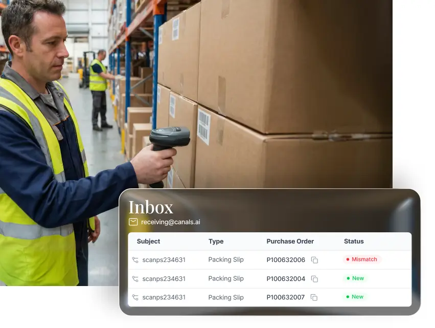 Start the receiving process sooner and free up time with AI that accurately updates your ERP from packing slips and ASNs 