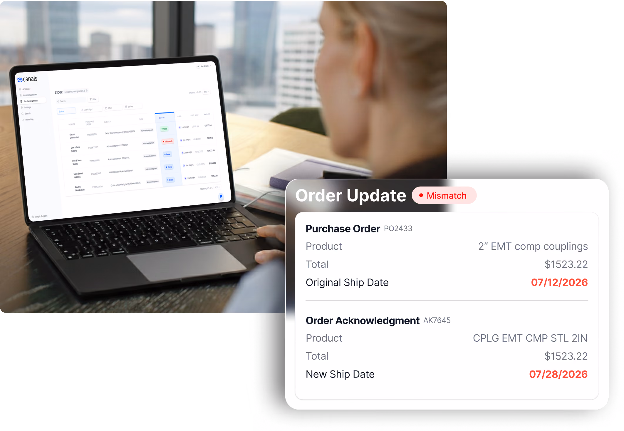 Stay on schedule by catching backorders and changes early with PO-to-acknowledgment matching