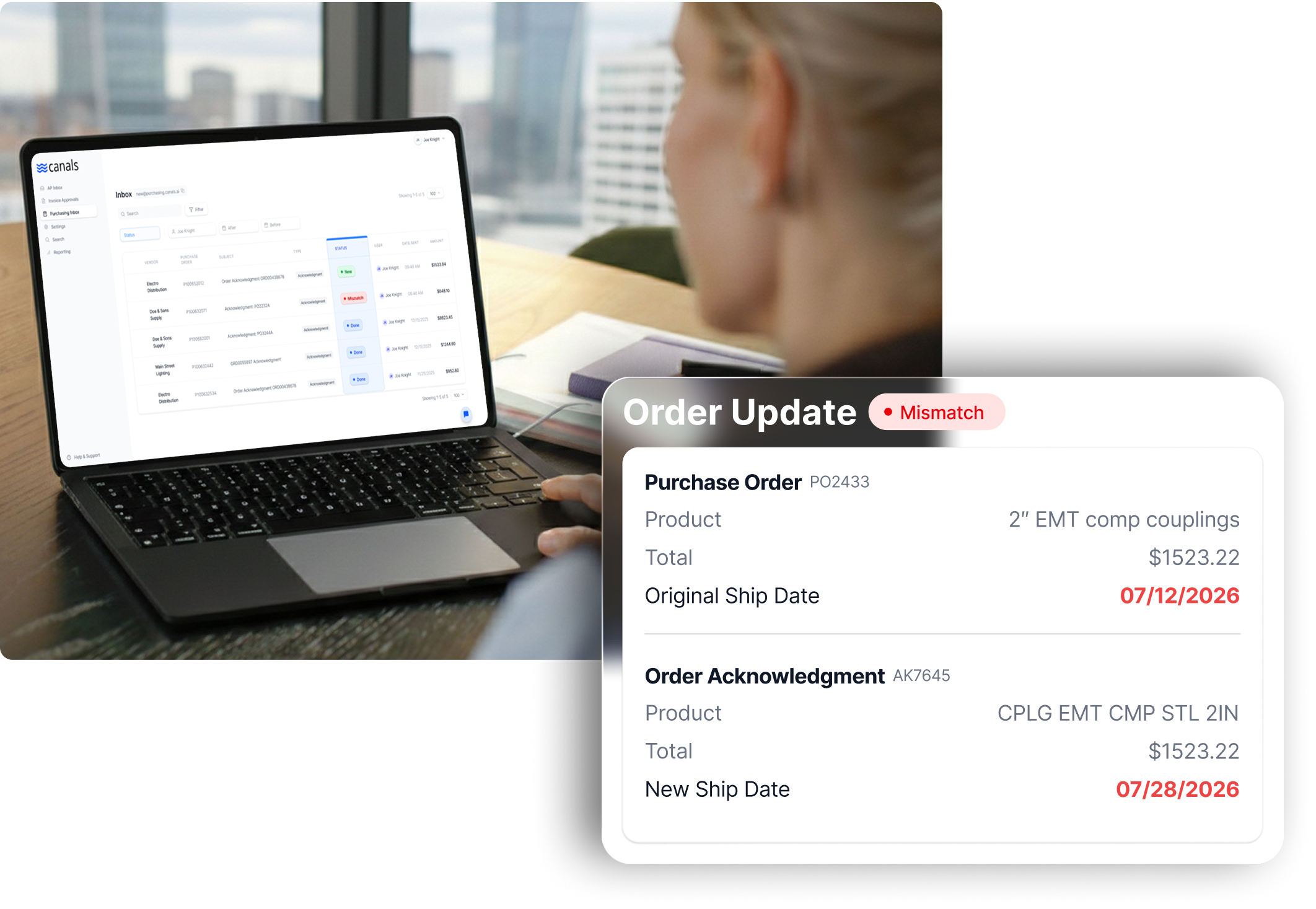Stay on schedule by catching backorders and changes early with PO-to-acknowledgment matching
