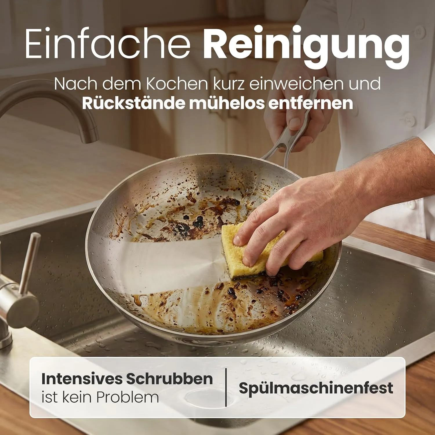 Batoris Edelstahlpfanne 24cm – Produktverpackung Vorderansicht mit Markenlogo