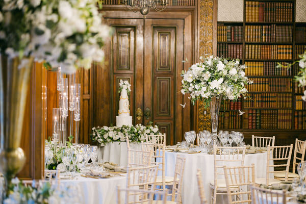a table set for a wedding reception