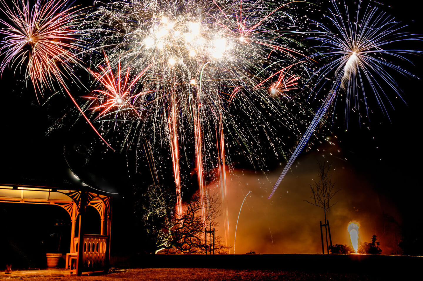 Fireworks light up the night sky at Clevedon Hall