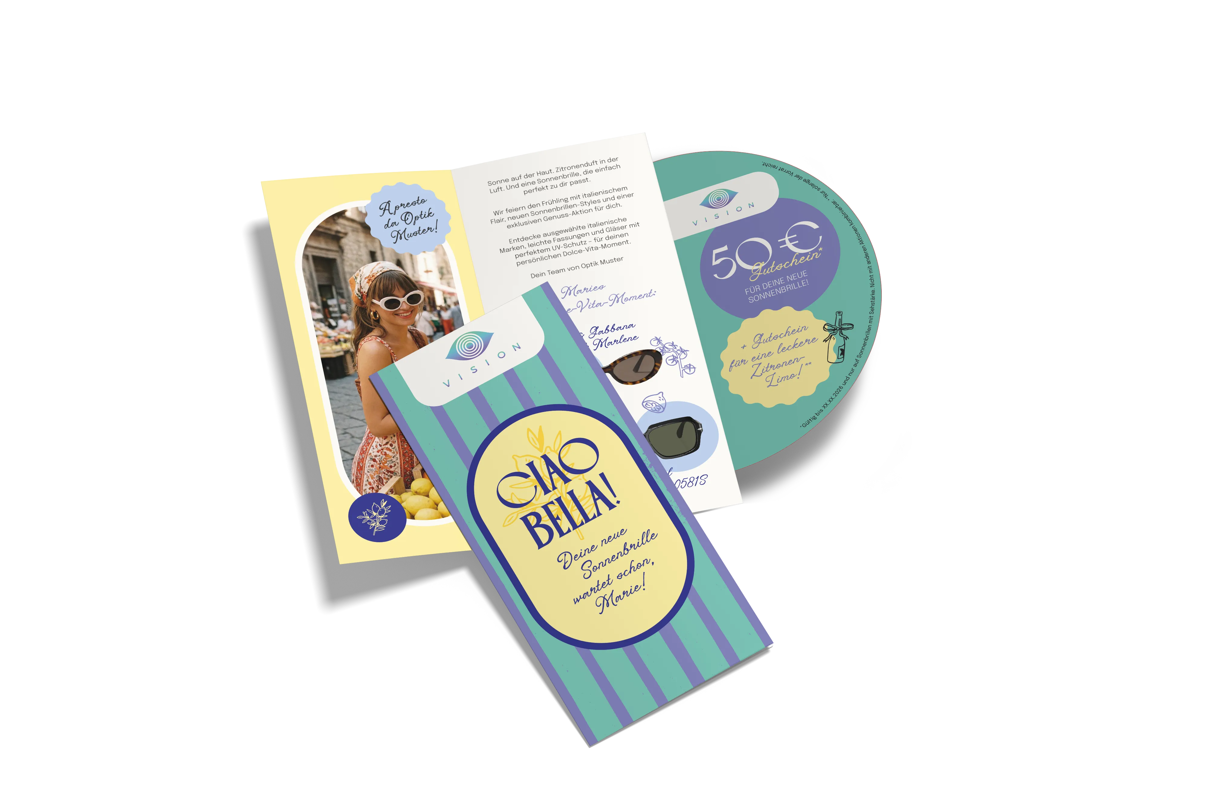 La Dolce Vita Bestandskundenmailing Mock-Up Blau