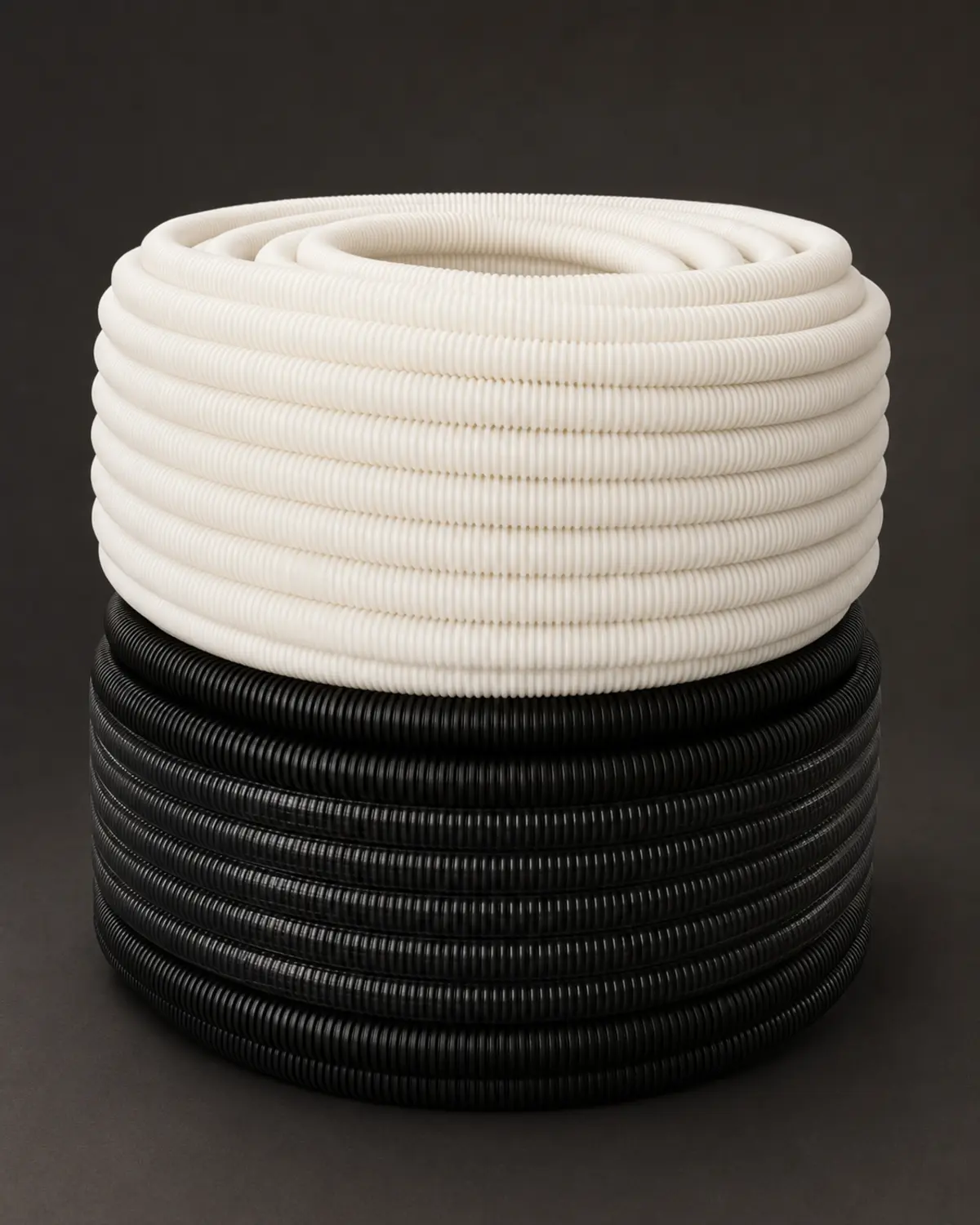 Black and white BNS flexible conduit rolls