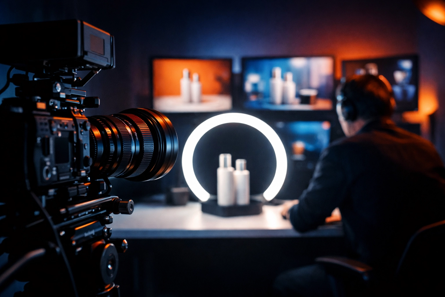 Professional video production setup for creating high-performing Meta ad creative content