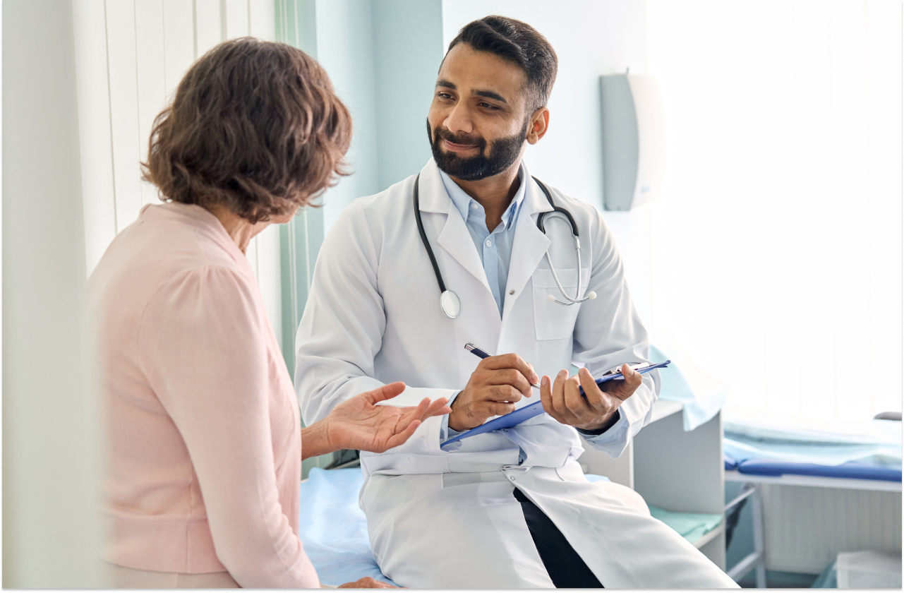 An epileptologist talking to a patient about epilepsy