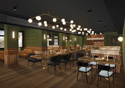 image of the sketch up of the restaurant in ukraine made by interior designer