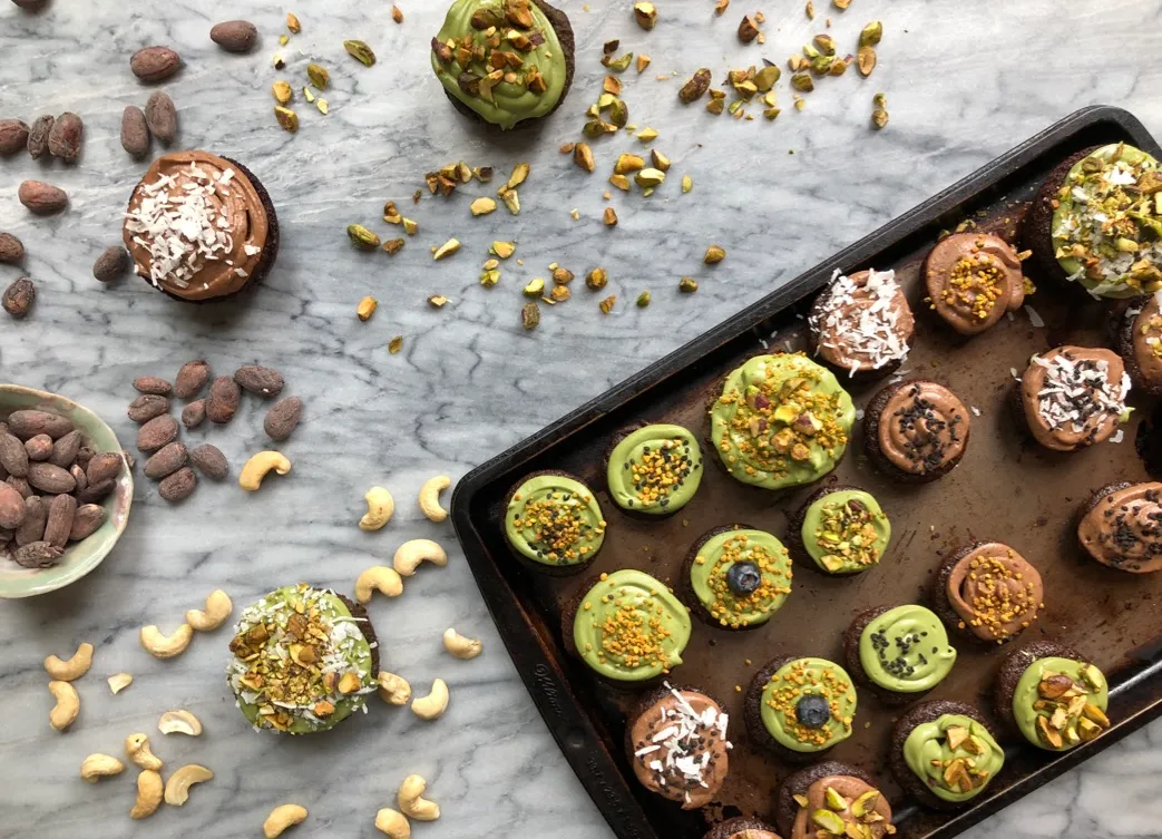 Healthy matcha gluten-free cupcakes made during corporate team building workshop