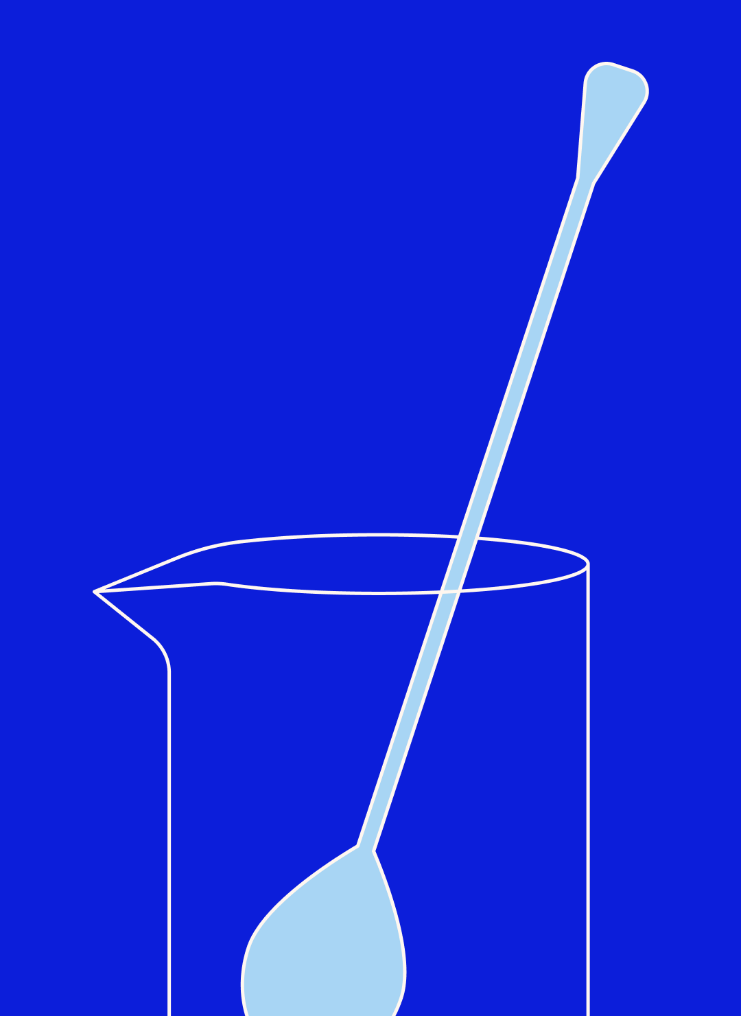 illustration of flask and stir spoon for non-alcoholic zero-proof mocktail cocktail for step 1 learning liquids presented by lila volkas