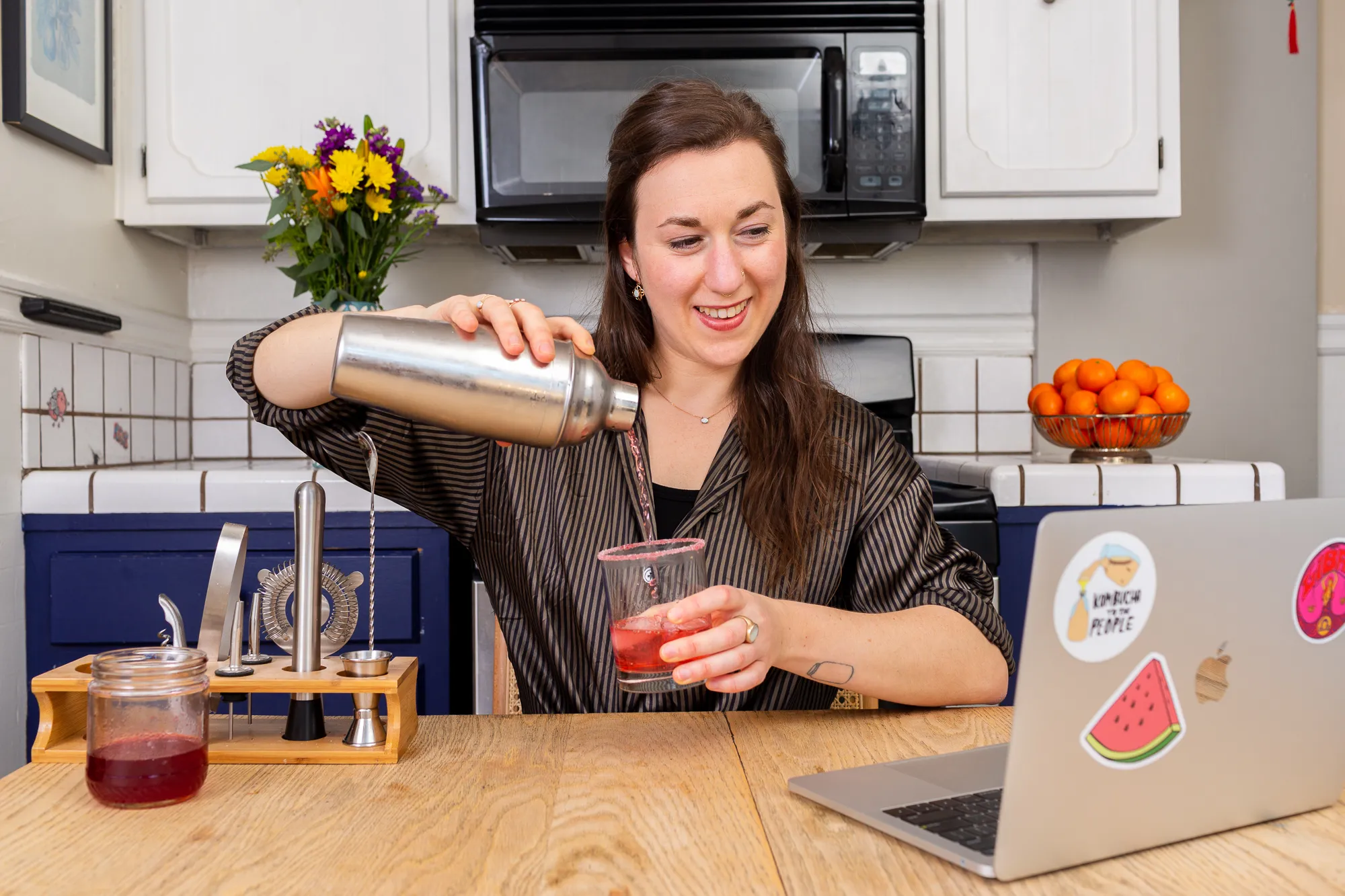 Celebrate Valentine's Day with a fun mixology workshop featuring festive cocktails and mocktails. Hibiscus Margarita & Chocolate Truffles. Perfect for corporate team-building and mixology events.