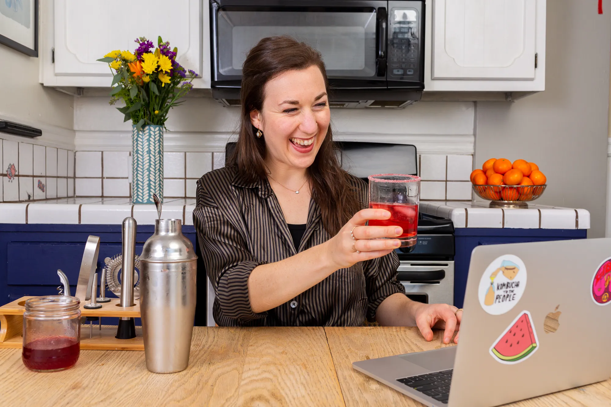 Celebrate Valentine's Day with a fun mixology workshop featuring festive cocktails and mocktails. Hibiscus Margarita & Chocolate Truffles. Perfect for corporate team-building and mixology events.