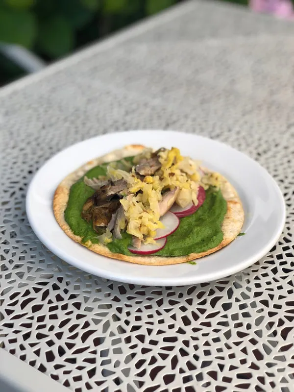 tortilla with green sauce and chicken